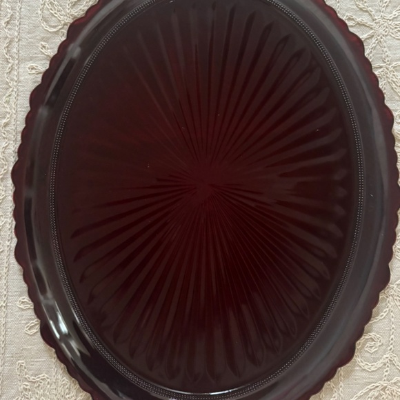Vintage Avon 1876 Cape Cod Ruby Red Glass Platter - Picture 2 of 4